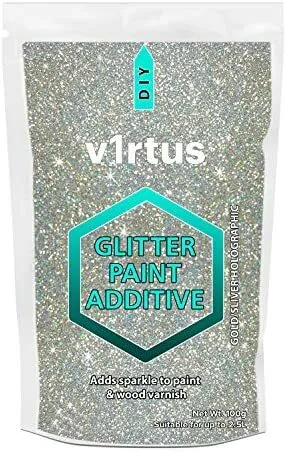 v1rtus Silver + Gold Holographic Glitter Paint Crystal Additive 100g for Emulsi