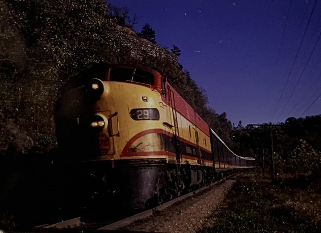 Vtg 35mm Slide Kansas City Southern Railroad Train Engine 29