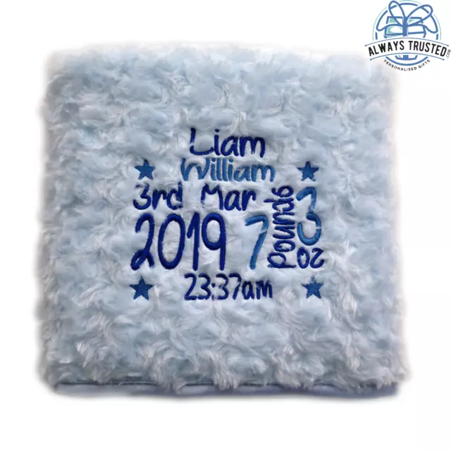 Personalised Baby Blanket Embroidered Soft Fluffy Gift 3