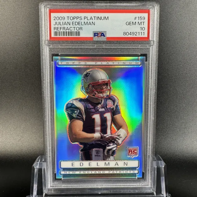 2009 Topps Platinum Julian Edelman #159 REFRACTOR /999 Rookie RC PSA 10 Pop 3