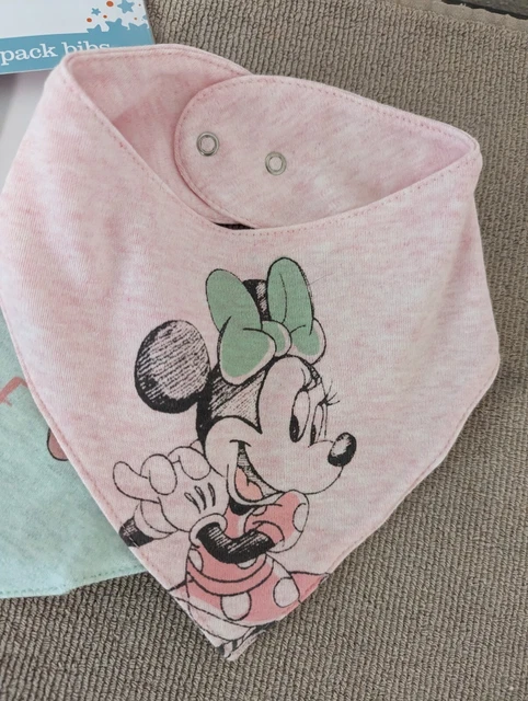 Disney Baby Bibs / Minnie Mouse 3-Pack Bandana Bibs / Snap Close / Pink / NEW