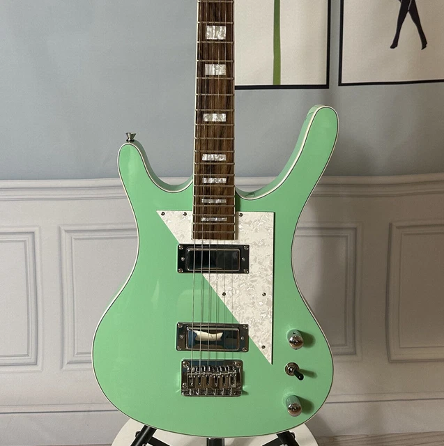 SOLID GREEN ELECTRIC Guitar Block Inlay Chrome Hardware HH Pickups