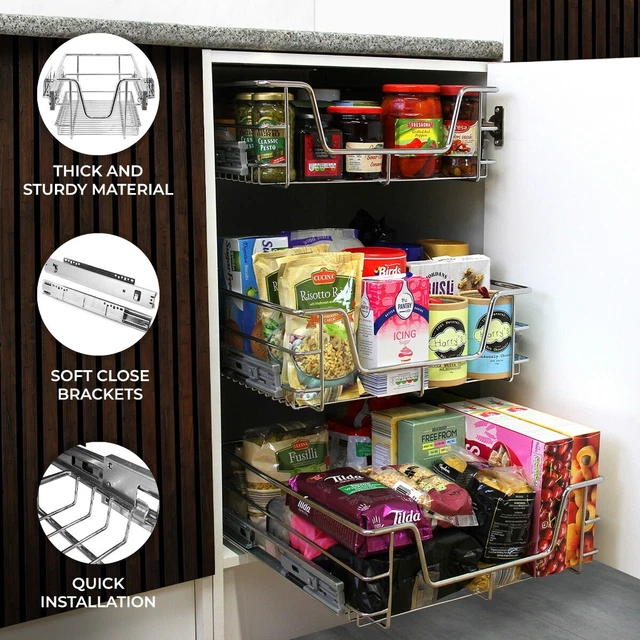 Ausziehbare Küchenkörbe 4 x 600 mm Schiebewanne Soft Close Schrank Aufbewahrung