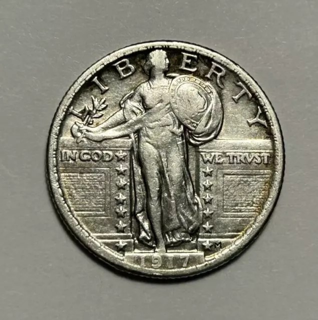 1917 Type 2 Standing Liberty Quarter Vf Detail