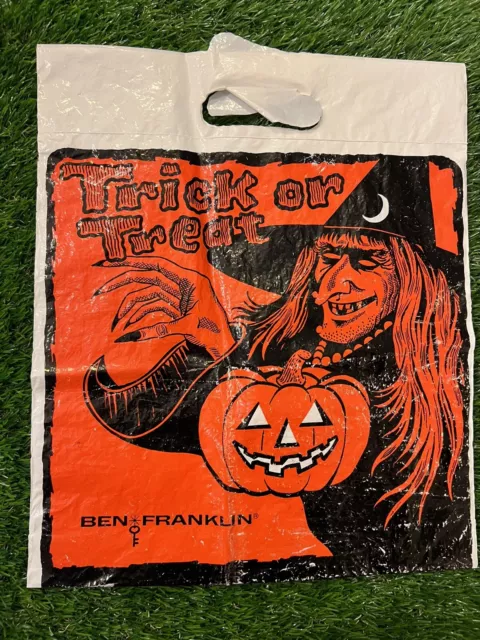 Lot Of 2 Vintage 1960's 1970's Ben Franklin Trick Or Treat Bag Halloween Witches 2