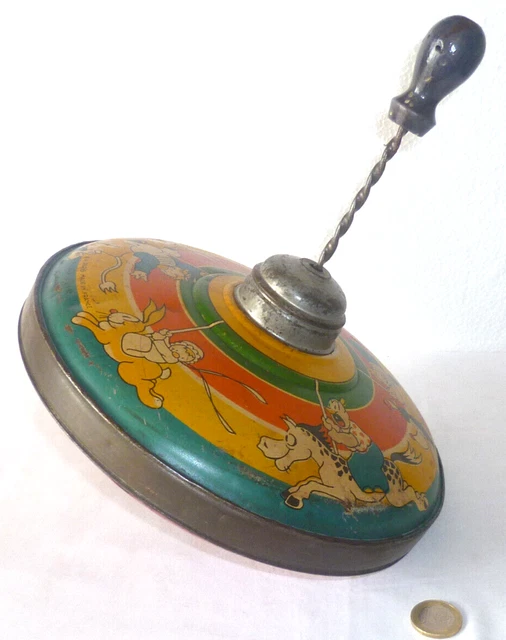 toupie en tôle,jouet ancien,lift,vintage