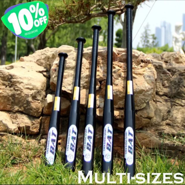 Stainless Steel Metal Baseball Rounder Softball Heavy Duty Bat Black Pole Stick