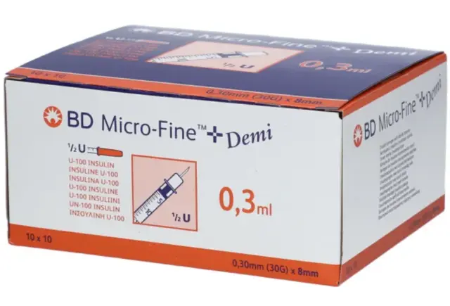 BD Microfine U-100 siringa per insulina 0,3 ml 30G 8 mm x 30 | trattamento diabete