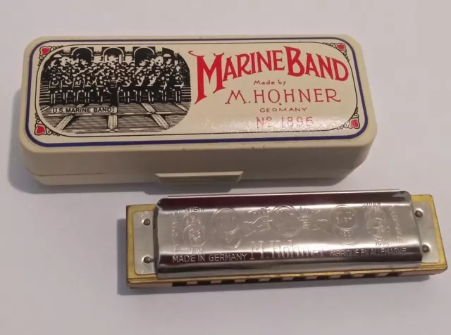 Marine Band Harmonica M. Hohner No. 1896 Made in Germany w/ Box