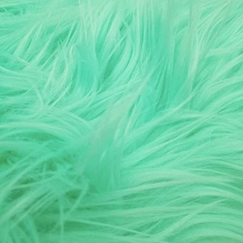 Texco Faux Fur Fabric Long Pile Mongolian Green Mint 3 Yards