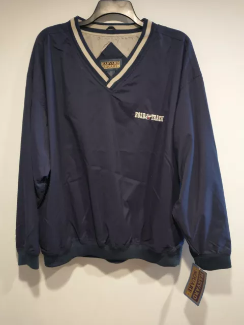 NOS Vintage Harvard Square Navy Blue Mens Shirt Size XL with Road & Track Logo