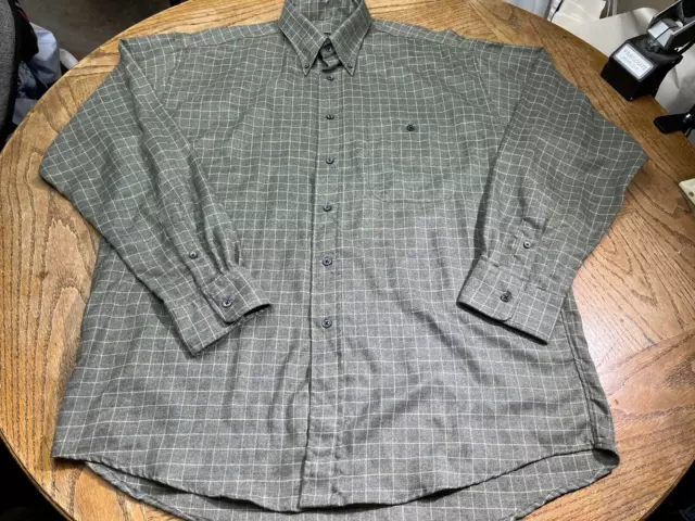 Burberry Shirt Mens Large Plaid Long Sleeve Dress Shirt Green Button Up USA NWOT