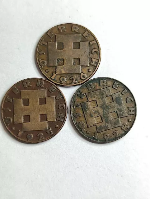 Austria - 1926 1927 1928 - 2 Groschen - 3 Coin Lot  -   B172