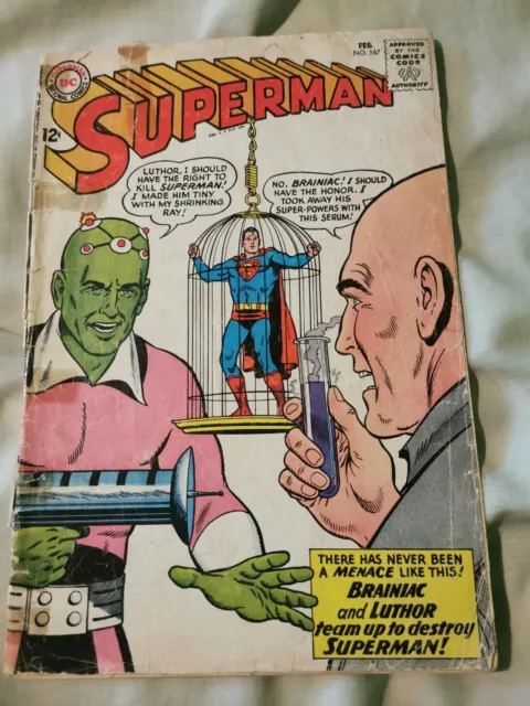 Superman #167 DC Comics February 1964 Brainiac, Lex Luthor