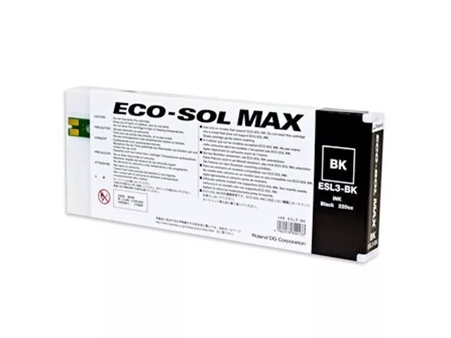 Roland Eco-Sol Max Ink Cartridges - ESL3-BK 220cc Black