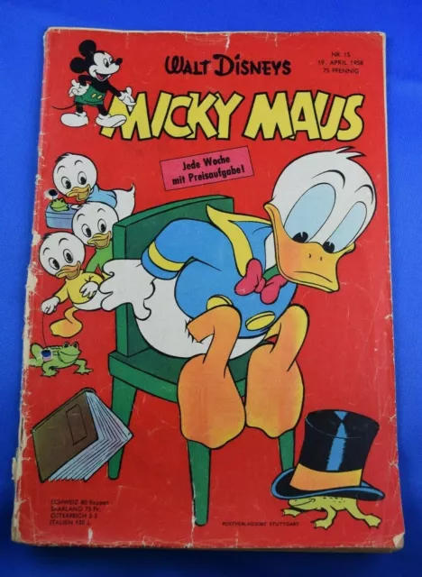 Walt Disneys Micky Maus Heft Nr.15 19.April 1958 Original Heft EHAPA Verlag