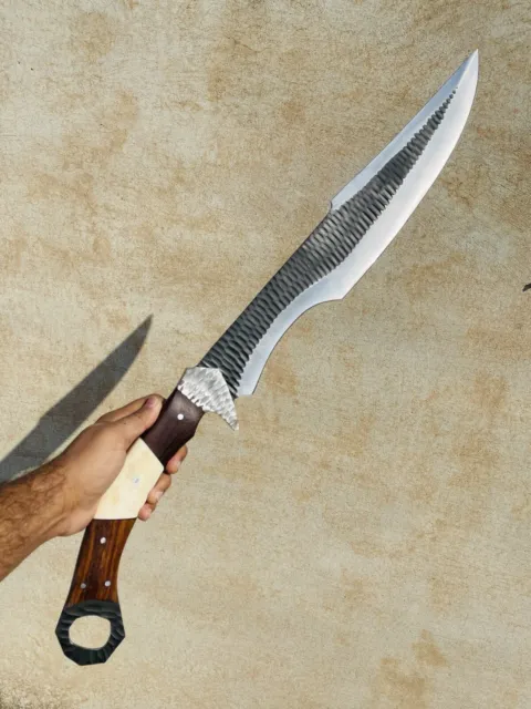 Custom Handmade Carbon Steel Blade Fwosi Machete Sword | Hunting Sword | Battle