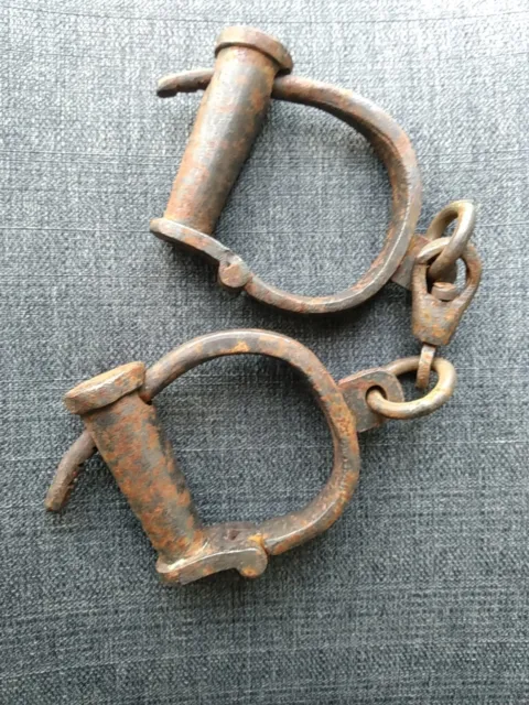 Antique Iron Shackles Handcuffs No Key