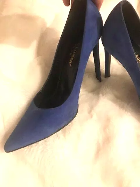 Saint Laurent Paris Blue Suede Classy Pumps 38.5/ 8.5 $99.00