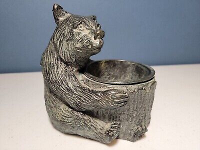 Maitland Smith Bronze Figural Bear w/ Stump Dish Tray