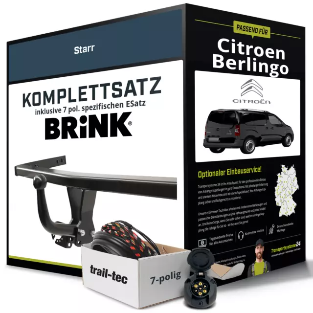 Anhängerkupplung BRINK starr für CITROEN Berlingo +E-Satz Kit