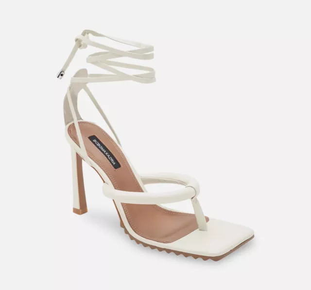 BCBGMAXAZRIA  PELIA Lace-Up Thong Dress Sandal in OPTIC WHITE New Without Box 7