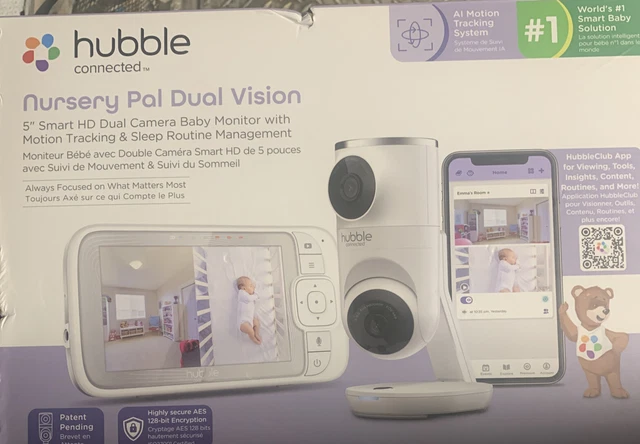 Monitor para bebé Hubble Connected Nursery Pal Dual Vision 5 in HD 2 en 1 -...