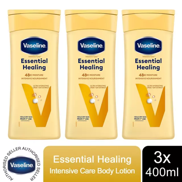 Vaseline Intensivpflege Körperlotion, essentielle Heilung, 3er-Pack, 400ml