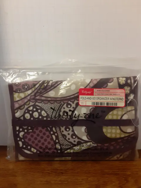 Thirty One  Fold And Go Organizer With Note Pad ( New- Patchwork Paisley )