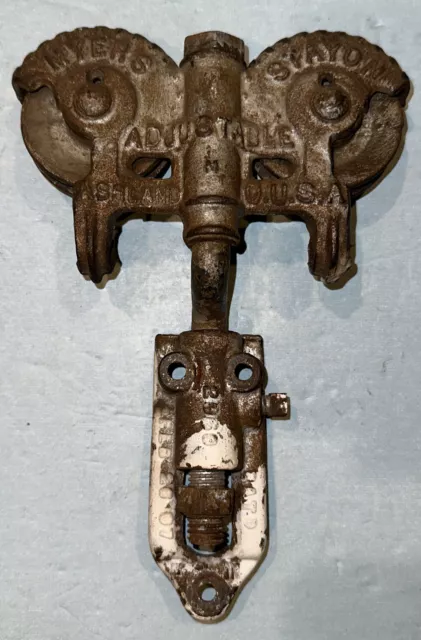 Antique Myers Stay On Cast Iron Barn Door Roller (1) Hangers Dated Feb 20 (19)07