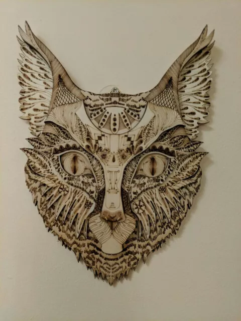 Unique multi layer wooden cat. Wall art, decor. Amazing gift.