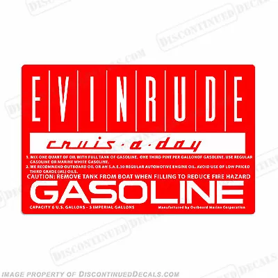 Fits Evinrude 1960 6 Gallon Fuel Tank Decal Cruis-A-Day Fuel Tank Decals-Single