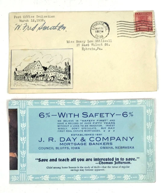 Iowa Nebraska Mortgage Bankers J R Day & Company Ink Blotter With Envelope e2-7