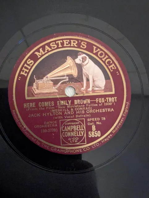 Jack Hylton Here Comes Emily Brown 78Rpm Hmv B.5850 Vg