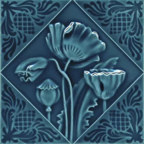 Ceramic Tile Reproduction German Art Nouveau Vintage Rare Majolica EuroVictorian