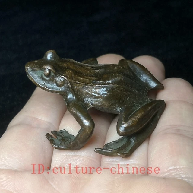 Chinese Bronze Carving lovely frog figurine statue decoration gift Collection