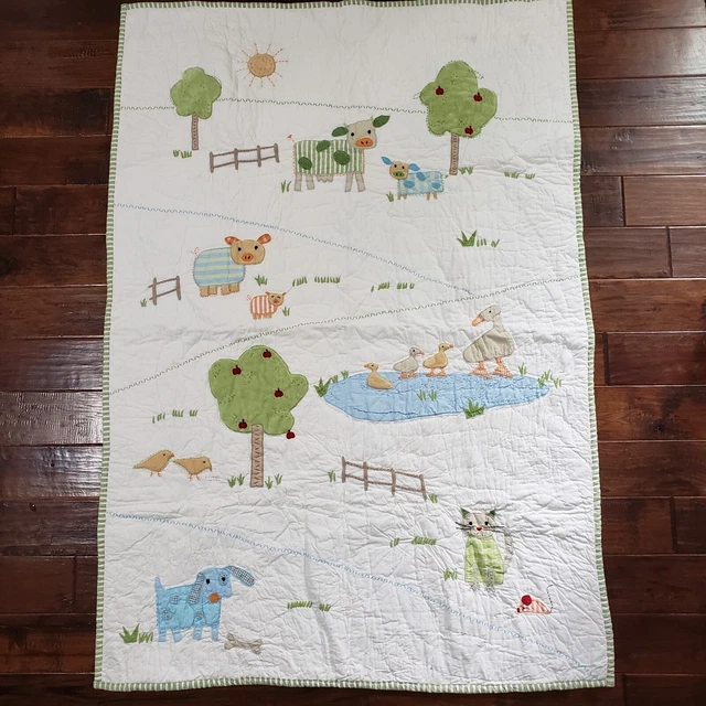 POTTERY BARN KIDS Farm Animals Baby Toddler Blanket Crib Quilt Farmyard