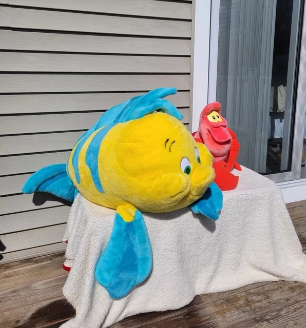 RARE LITTLE MERMAID Giant 36" Flounder and Sebastian HUGE Plush SET