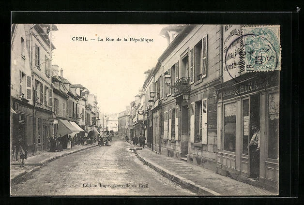 CPA Creil, la Rue de la Republique