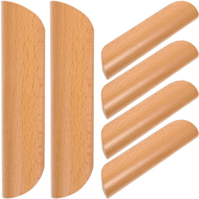 6 Pcs Solid Wood Handle Drawers Closet Kitchen Cabinet Pulls Handles