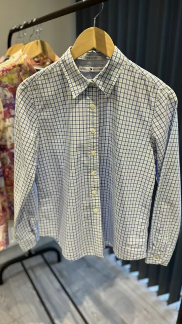 Tommy Hilfiger ladies blue and white check shirt size 8