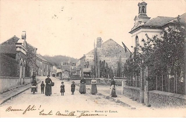 91 .n°106657 . villebon .mairie et ecole .villageoises .