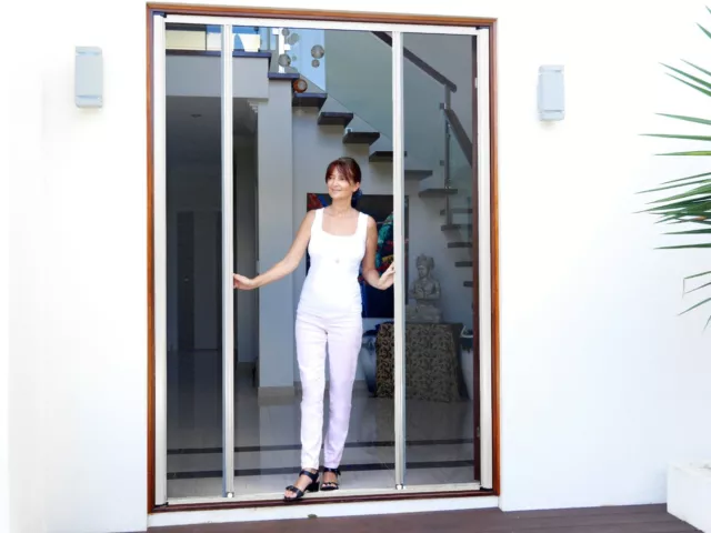 DIY Retractable White Aluminium Fibreglass Fly Screen Doors up to 2.7mW/ 2.4mH