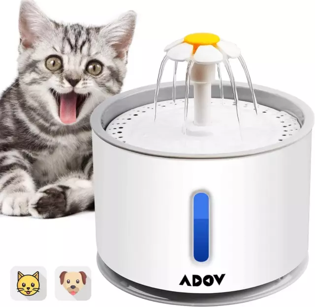 2.4L Cat Water Fountain for Pet Dog LED Drinking Water Bowl Automatic Dispenser