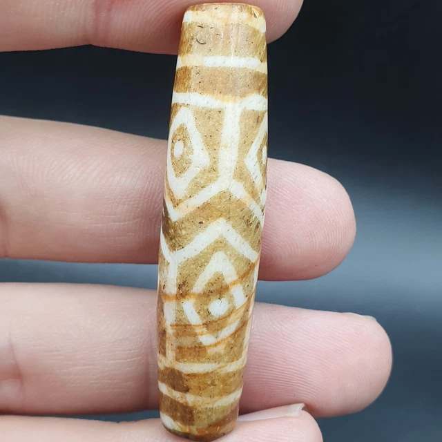 AA Vintage South Asian Burmese Old pyu tribal Pumtek petrified Wood Stone Bead