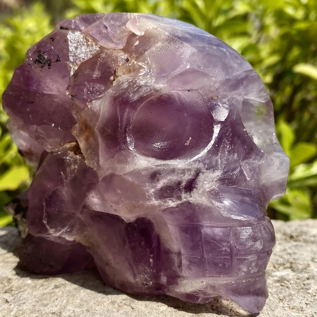 1.4LB Natural Carved Amethyst Skull Quartz Crystal skulls Reiki Healing-Y