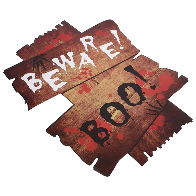 3 Cartelli Di Pericolo Halloween Per Esterno - Decorazioni Spaventose Per Prato E Giardino - Foto 8