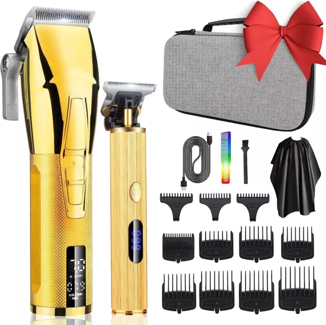 Maquina De Cortar Cabello Oro Cortadora De Pelo Barbero Kit USB PROFESIONAL NEW