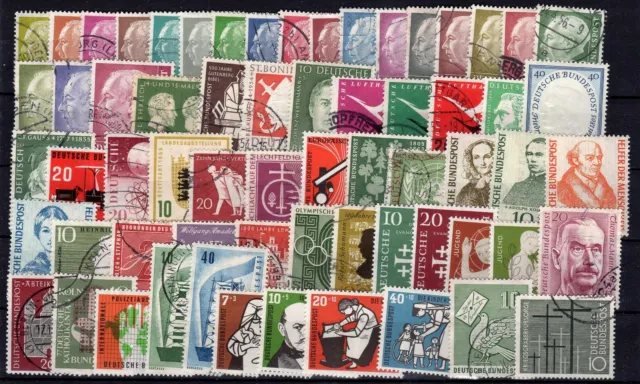 ALLEMAGNE FEDERALE: SERIE DE 64 TIMBRES NEUF*/O YTN°62A/124 Cote: 189,00 €