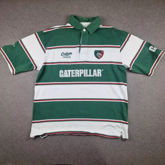 Leicester Tigers Shirt Mens Large Green Cotton Traders Union Home Jersey 2007-08